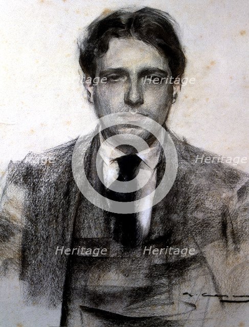 Portrait of Eugeni d'Ors i Rovira (1882-1954), Spanish essayist, charcoal drawing by Ramon Casas.