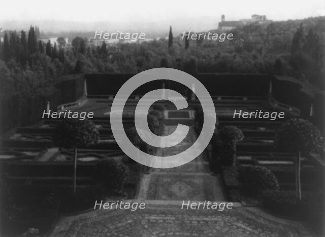 Villa I Tatti, estate of art historian Bernard Berenson, Ponte a Mensola, Italy: Garden, 1925. Creator: Frances Benjamin Johnston.