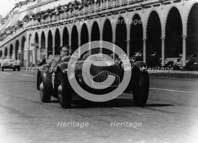 Sydney Allard driving a J2 Allard, September 1950. Artist: Unknown