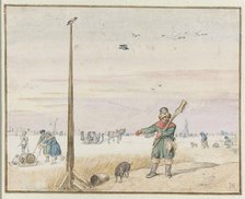 Winter Landscape with a Duck Hunter with Game in his Belt and his Gun over his..., c.1625-c.1630. Creator: Hendrick Avercamp.