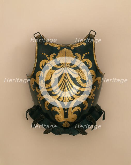 Cuirass and Pauldrons for a Papal Swiss Guard, Brescia, 1590; decoration 1623/44. Creator: Unknown.