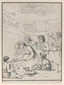 Cottagers, with Fireside, 1799. Creator: Henri Merke.