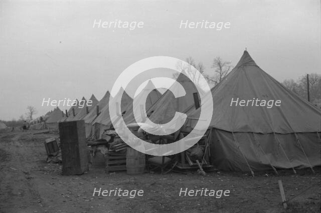 Possibly: The kitchen in the camp for white flood refugees at Forrest City, Arkansas, 1937. Creator: Walker Evans.