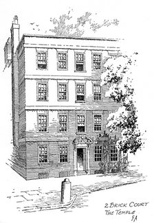 Oliver Goldsmith's house, 2 Brick Court, Temple, London, 1912. Artist: Frederick Adcock