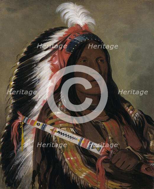 Táh-téck-a-da-háir, Steep Wind, a Brave of the Bad Arrow Points Band, 1832. Creator: George Catlin.