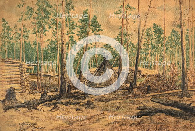 Winter road - Chekhlomeev yurts, 1928. Creator: Dmitrii Innokent'evich Karatanov.