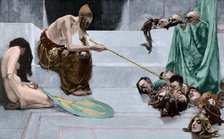 The purge of Jehu, King of Israel, by his enemies of the house of Ahab, 19th century.  Creator: Bong.