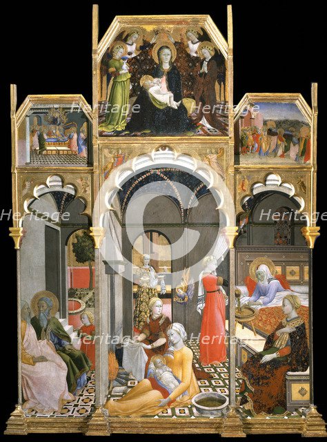 The Birth of the Virgin (Scenes from the Life of the Virgin), 1437-1439. Artist: Sano di Pietro (1406-1481)
