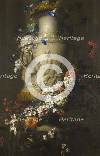 Marble Vase with Garland of Flowers. Creator: Jean-Baptisite Monnoyer.