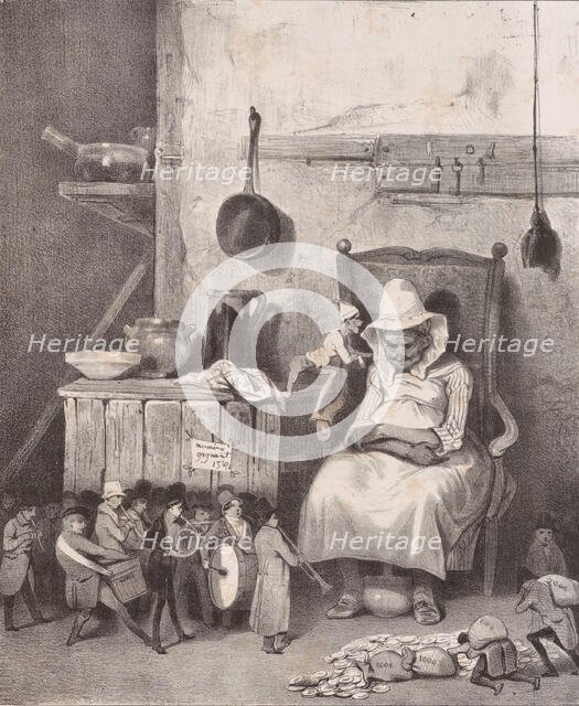 Mon défunt me donne des numéros.., 1833. Creator: Honore Daumier.