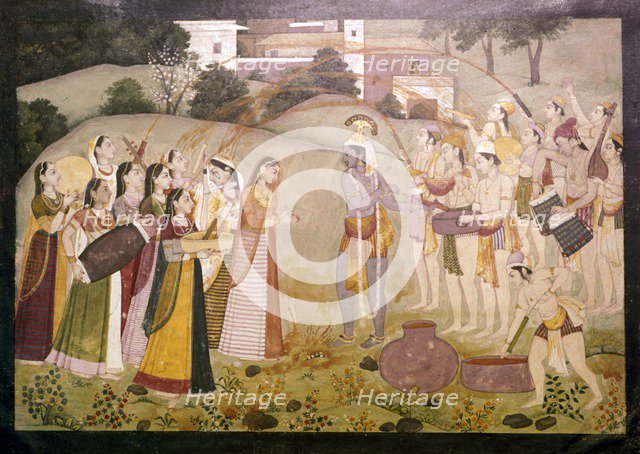 Krishna Celebrating Spring Festival of Holi, c1770-1780. Artist: Unknown.