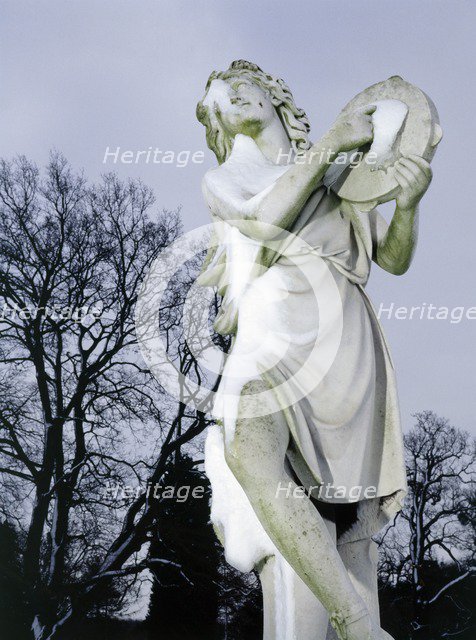 Snow covered statue at Wrest Park, Silsoe, Bedfordshire, 2010. Artist: Historic England Staff Photographer.