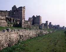 A view of the walls of Theodosius II in Istanbul.