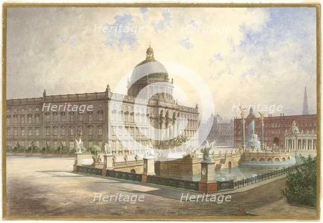 The Berliner Stadtschloss. View of the palace facade from the palace bridge, 1886. Artist: Ziller, Hermann (1843-1915)