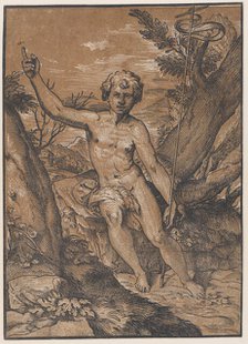 The young Saint John the Baptist in the wilderness, ca. 1520-27. Creator: Ugo da Carpi.