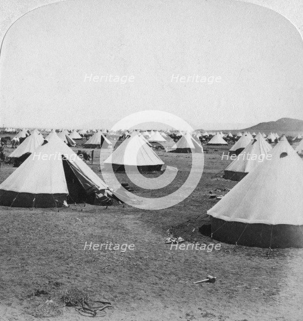 Military camp at De Aar, South Africa, Boer War, 1900.Artist: Underwood & Underwood