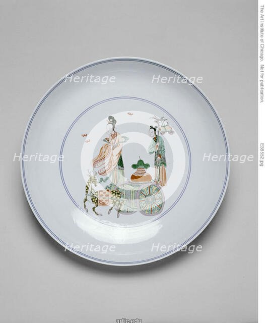One of a Pair of Dishes with the Daoist Female..., Qing dynasty, Kangxi period (1662-1722). Creator: Unknown.