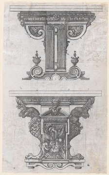 Two Table Designs, 1565-70. Creator: Jacques Androuet Du Cerceau.