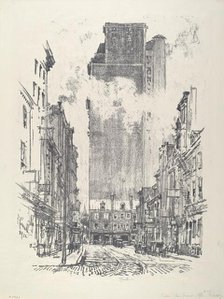 Down Sansom Street, 1912. Creator: Joseph Pennell.