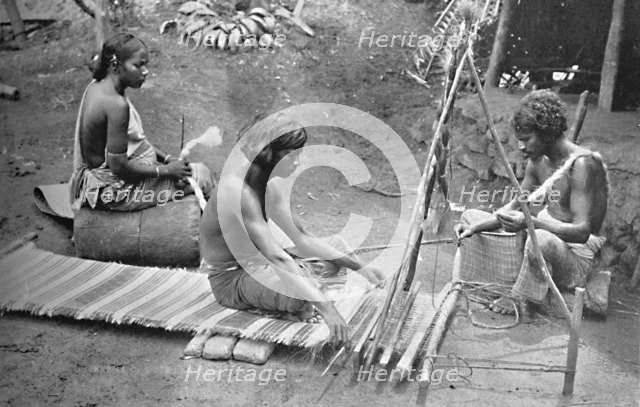 Singhalese weaving mats, 1902. Creator: S. Slinn & Co..