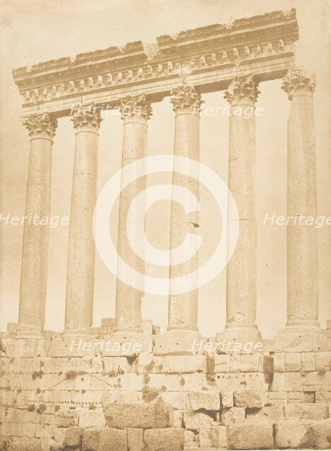 Colonnade du Temple du Soleil, à Baâlbek (Héliopolis), September 1850. Creator: Maxime du Camp.