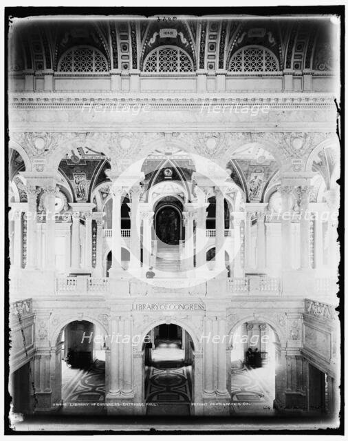 Library of Congress entrance hall, between 1889 and 1897. Creator: William H. Jackson.