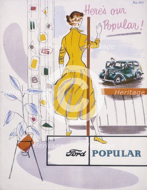 Poster advertising a Ford Popular car, 1955. Artist: Unknown