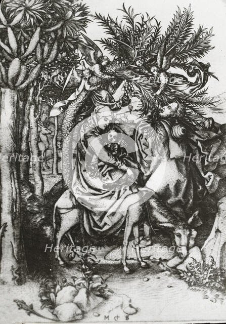 Reproduction of print: Flight into Egypt , between 1915 and 1925. Creator: Martin Schongauer.