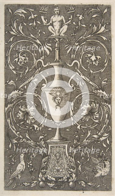 Grotesque with a vase, birds and acanthus scrolls, ca. 1515-1600. Creator: Unknown.