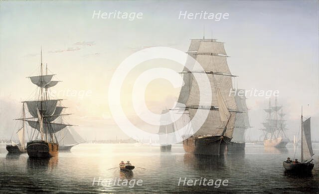 Boston Harbor, Sunset, between 1850 and 1855. Creator: Fitz Hugh Lane.