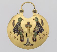 Temple Pendant with Two Birds Flanking a Tree of Life (front)..., Kievan Rus, ca. 1000-1200. Creator: Unknown.