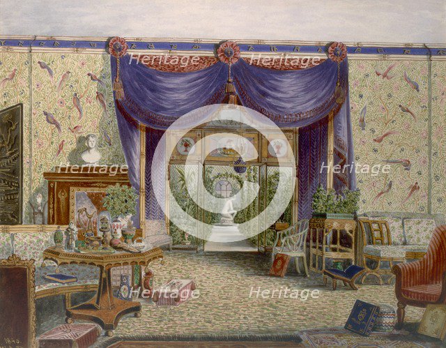 The Chinese Room at Middleton Park, Oxfordshire, 1840. Creator: English School (19th Century).