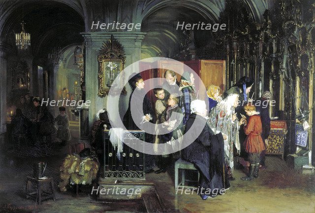 'Before the Confession', 1877.  Artist: Alexei Ivanovich Korzukhin
