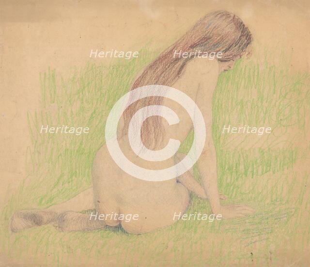 Nude in a meadow, around 1912. Creator: Ivan Zabota.