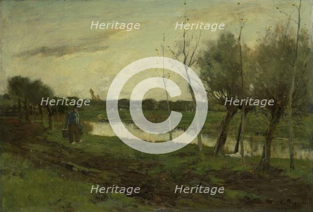 Landscape with canal, 1873-1903.  Creator: George Poggenbeek.