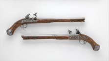 Pair of Pistols with Flintlocks alla Fiorentina, Italian, Pistoia, ca. 1750-75. Creator: Cristiano Leoni.