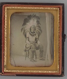 Untitled (Portrait of Seated Man with Headdress), 1850. Creator: Unknown.
