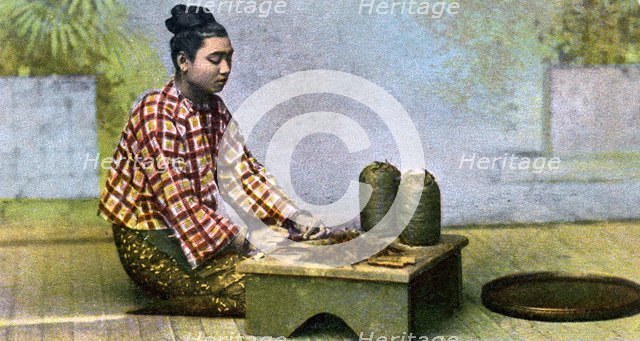 A Burmese woman making cigars, c1900s. Artist: Unknown