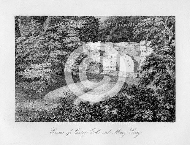 Grave of Bessy Bell and Mary Gray, near Perth, 1840.Artist: C J Smith