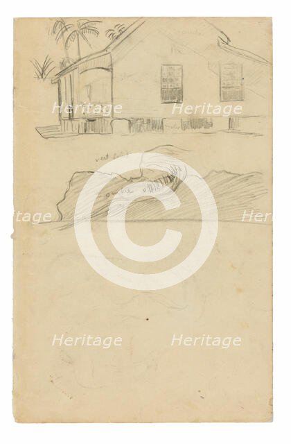 Sketches of Tahitian Residence with Color Notations and Dogs, 1891/93. Creator: Paul Gauguin.