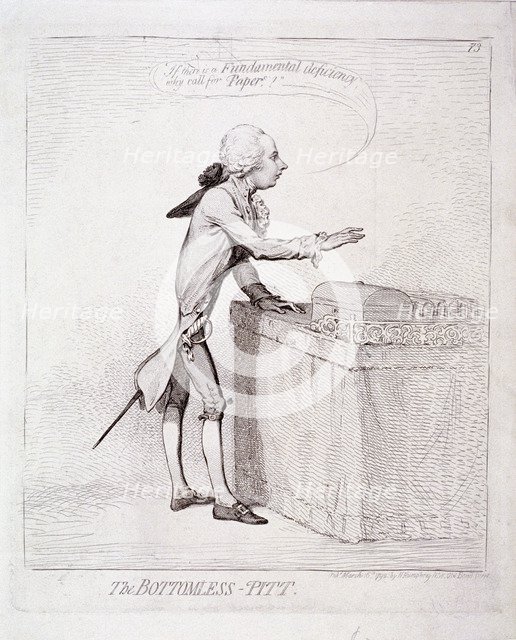 'The bottomless-Pitt' , Pitt making a speech, London, 1792. Artist: Anon