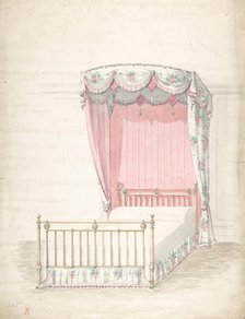 Design for a Bed and Canopy, 1841-1917. Creator: Charles Hindley & Sons.