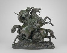 Two Arab Horsemen Killing a Lion, model 1838, cast by 1873. Creator: Antoine-Louis Barye.