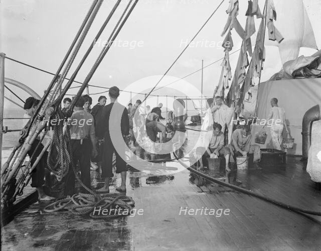 U.S.S. New York, washing clothes, between 1893 and 1901. Creator: William H. Jackson.