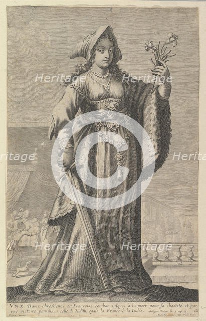 A French Christian Woman (Une Dame Chrétienne et Française), 1647. Creators: Gilles Rousselet, Abraham Bosse.