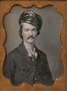 Man with Mustache Wearing Oilskin Hat, 1854-55. Creator: Edward M. Tyler.