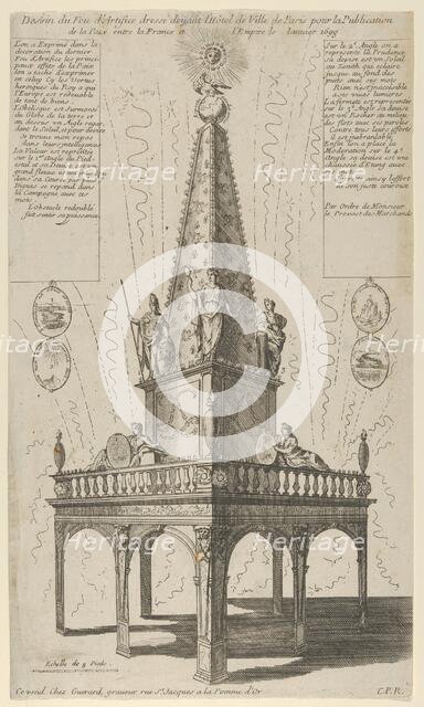 Fireworks celebrating the peace between France and the Empire, January 1698, 1698., 1698. Creator: Anon.