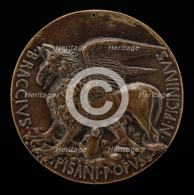 The She-Griffin of Perugia Suckling Two Infants [reverse], c. 1441. Creator: Pisanello.