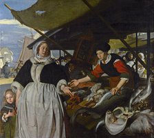 Adriana van Heusden and her Daughter at the New Fish market in Amsterdam, 1662.