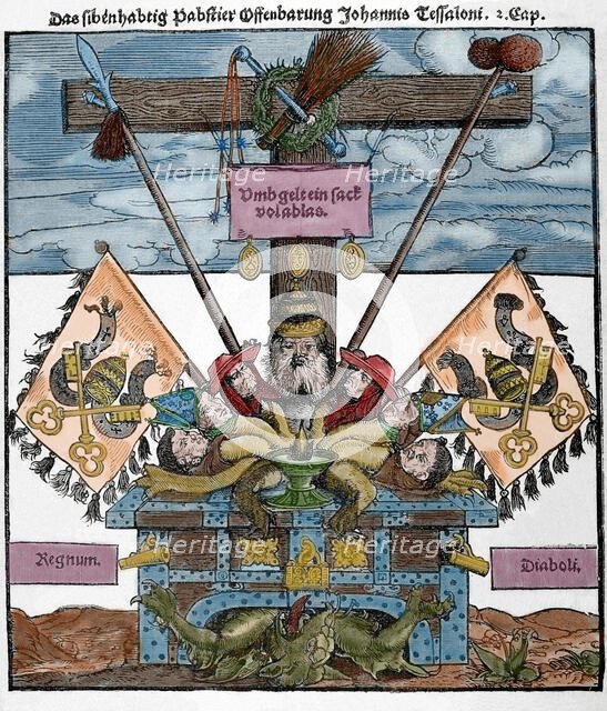 Satire against the sale of indulgences, Protestant Reformation, Germany, 1885.  Creator: Unknown.